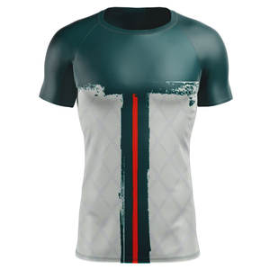 Hauts d'entraînement fitness pour hommes, manches courtes, chemises de compression pour la gym, logo personnalisé, prix de gros, Rshguard pour le MMA - Product Image 1