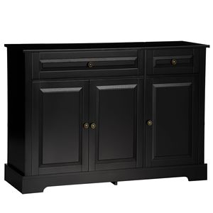 Modern Black Sideboard Buffet with <b>Cupboards</b> & Drawers <b>Shelves</b> <b>for</b> Living & Kitchen Storage - Product Image 1