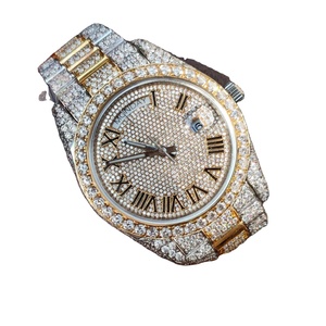 Montre de luxe classique en moissanite, diamant de laboratoire VVS, hip hop, acier inoxydable, quartz automatique, plongeur, mode unisexe, étanche à 30 m - Product Image 1