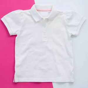 Camiseta Polo para Niñas, Producción en Masa, Estampada, Informal, Tejida, Sólida, Transpirable, Manga Larga, 100% Algodón, Aspecto Elegante - Product Image 2