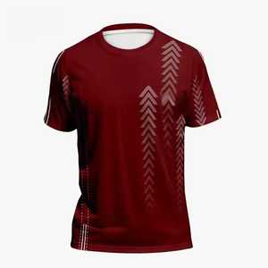 Camiseta Deportiva para Hombre, Roja, con Patrón Geométrico, Manga Corta, Cuello Redondo, Secado Rápido, Tejido de Punto, 100% Poliéster, Corte Regular - Product Image 1