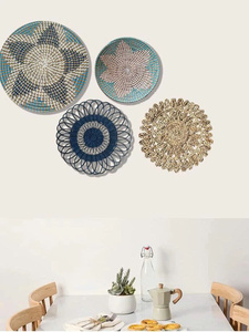Juego de Platos Decorativos Hechos a Mano – Arte de Tejido de Jacinto de Agua Natural en Estilo Boho Moderno - Product Image 6