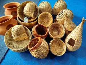 Meilleures ventes, prix bas, figurines miniatures, DIY, nid d'oiseau simulé, œuf miniature, artisanat en bambou et herbe écologique fait main, jardin MTI - Product Image 6