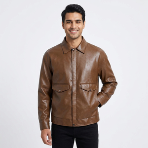 Chaqueta de cuero para hombre, 100% piel de vaca natural, abrigo de cuero auténtico para hombre, ropa masculina, chaqueta de cuero para otoño y primavera. - Product Image 6