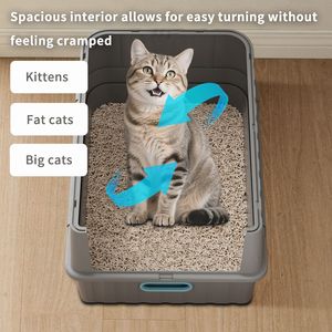 Gray <b>Cat</b> Litter <b>Box</b> with Simple Drawer Style Humanized Design Efficient Storage-Made of PP ABS for Pet Cleaning - Product Image 3