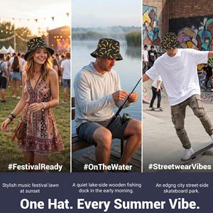 Men Women Packable Bucket <b>Hat</b> Printed Fisherman <b>Hat</b> for Outdoor Wear OEM Custom Bulk - Product Image 2