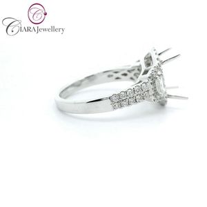 FACTORY DIRECT HAND MADE OEM LUXURY 18K AU750 WHITE GOLD NATURAL DIAMOND OVAL SHAPE 9.5x7.5MM RING MOUNT - Product Image 4