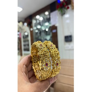 Classy Premium Quality Brass Gold Plated Moissanite Two Set Of Fashion Bangles For Women Wedding Wear Collection - Product Image 1