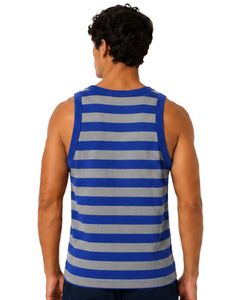 Camiseta sin mangas de algodón para hombre, a rayas azul y gris, informal, para verano, gimnasio, fitness, transpirable, holgada, estilo urbano - Product Image 2