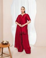 Ensemble Koti et Plazzo de créateur indien avec broderie de sequins, tenue ethnique tendance en trois pièces pour femmes, tenue de fête et de célébration
