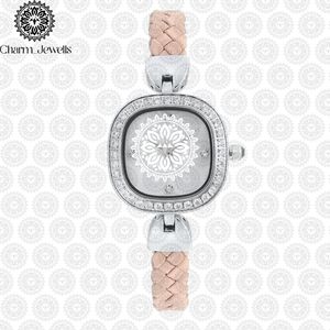 Reloj de Cristal Cuadrado para Mujer Charm_Jewells, Caja de Acero Inoxidable, Correa de Cuero, Cuarzo Analógico, Elegante, Estilo Joyería de Moda - Product Image 5