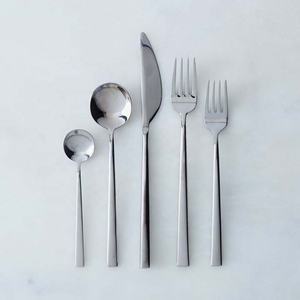 Reusable Cutlery Silver Mirror Polished Simplicity Modern Handle Cutlery Stainless Steel Knife Fork Cutlery - Product Image 1