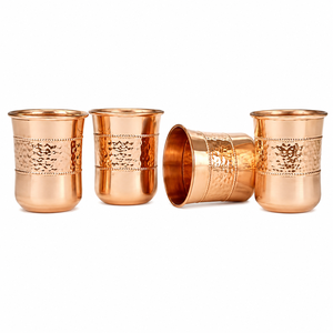Ensemble de gobelets en cuivre pur tendance, design martelé artisanal, verre à eau ayurvédique pour le bien-être holistique, vaisselle en cuivre - Product Image 2