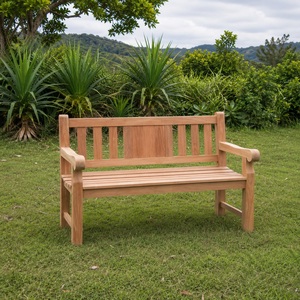 Solid Teak <b>Wood</b> 3 Seater Patio <b>Bench</b> Traditional Design Durable Outdoor Courtyard Furniture Slatted Back Seat Model BEN11 - Product Image 1