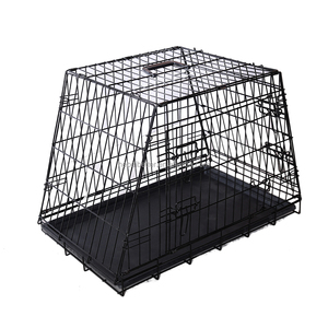 Cande per cani moderne e durevoli all'ingrosso con scatola di vassoio di plastica per imballaggio in gabbia di metallo nero inclinato per un comodo trasportino da viaggio - Product Image 4