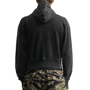 Sweat-shirt à capuche surdimensionné de qualité supérieure, couleur noire, manches longues, fermeture éclair, anti-boulochage, effet délavé à l'acide, pour adulte - Product Image 4