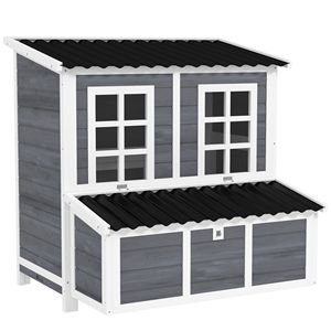 Pollaio in Legno da 39 Pollici con Nido e Vassoio Estraibile, Tetto Impermeabile, Gabbia per 4-6 Galline o Conigli - Product Image 1