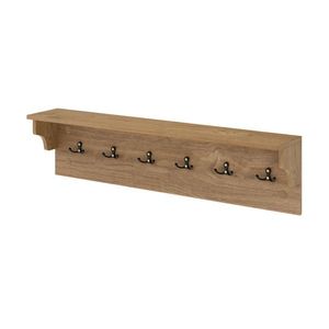 Wall Mount Coat Rack with 6 <b>Hooks</b> and 110LBS Capacity 31.5"x5.5"x8" <b>Shelf</b> Natural Color - Product Image 2