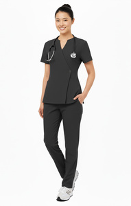 Conjunto de Uniforme Médico Unisex OEM con Cierre Lateral, Parte Superior y Pantalones, Tela Elástica Resistente, Uniformes para Hospitales y Centros de Salud, para Turnos Largos - Product Image 6