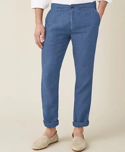 Pantalon long droit simple et décontracté en lin blanc de haute qualité pour homme – Collection été tendance - Product Image 2