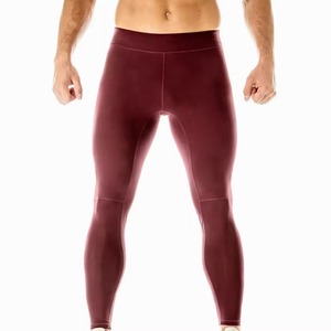 <b>Men</b> Full Length <b>Compression</b> <b>Leggings</b> Solid Color Spandex Nylon Elastic Waistband - Product Image 1