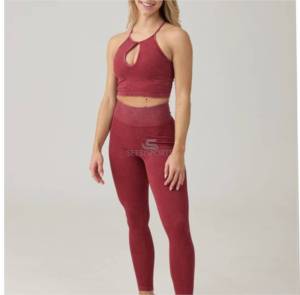ชุดโยคะผู้หญิงระบายอากาศได้ดีน้ำหนักเบาแห้งเร็วยืดหยุ่นสูงห่อหุ้มหน้าอกกันกระแทกวิ่งออกกำลังกายออกกำลังกายกางเกงเอวสูง - Product Image 3