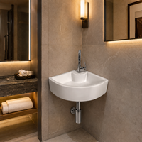 Robinet de lavabo mural CORNIA, forme triangulaire, à levier unique, design minimaliste, finition chromée polie, avec drain
