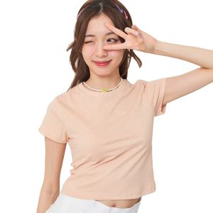 T-shirt vierge en coton avec logo personnalisé pour femmes T-shirt court mince en toile de coton 100% pour dames XS à 3XL ODM Supply - Product Image 2