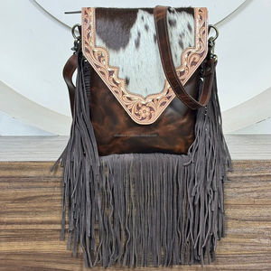 2025 Luxury Trending Designer Floral Tooled Cow Leather Fringe Crossbody Handbag for Women Genuine Leather Vintage Shoulder Bag - Product Image 4