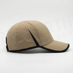 Unisex 6-Panel <b>Baseball</b> <b>Cap</b> Solid Color Twill Fabric Fitted Back Closure Casual Style Adult Hat Beige with <b>Black</b> Trim - Product Image 3