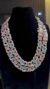 <b>Infinity</b> Flower Cuban Chain Necklace 925 Silver Moissanite Diamond Two Tone Gold Plated Hip Hop Jewelry Party Gift - Product Image 6