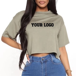 Fabricant de t-shirts courts en jersey de coton pour femmes, broderie de logo personnalisée, OEM, vêtements de mode haut de gamme, directement de l'usine. - Product Image 1