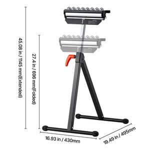 Supporto a Rulli Multidirezionale Lucidato da 11,5 Pollici per Carichi Pesanti, Capacità di Carico 300 lb, Altezza Regolabile, Banco da Lavoro Pieghevole per Falegnameria - Product Image 5