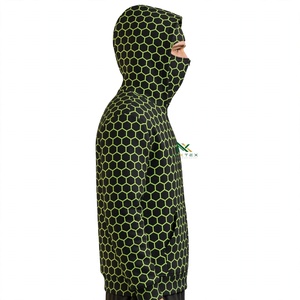 NEXTEX Unisex Honeycomb Zip Up Hoodie Black Neon Green Ninja <b>Face</b> <b>Mask</b> Hooded Jacket - Product Image 2