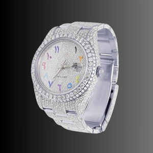 นาฬิกาข้อมือผู้ชาย BOJ R.O.L.E.X.05 ตัวเลขแบบอารบิก เพชรโมอิสซาไนต์ VVS หรูหรา แฟชั่น ออโตเมติก อนาล็อก ตัวเรือนเหล็กกล้า ระบบจักรกล ประดับเพชร สไตล์ฮิปฮอป - Product Image 1