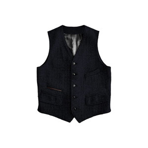 Chaleco Formal Negro para Hombre, Cuello en V, Cierre de un Botón, Color Sólido, Poliéster, para Trajes, Otoño - Product Image 5