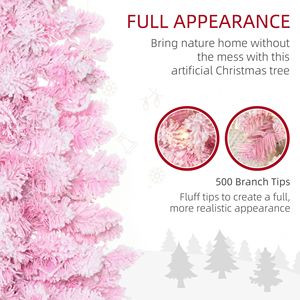 Albero di Natale Artificiale Pre-Illuminato da 180 cm con 250 Luci LED e 500 Rami, Base Staccabile, Albero di Natale Rosa - Product Image 5