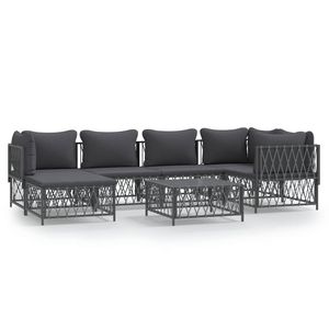 Set Lounge da Giardino Antracite 6 Posti con Struttura in Acciaio, Resistente alle Intemperie, Arredamento da Esterno dal Design Contemporaneo - Product Image 2