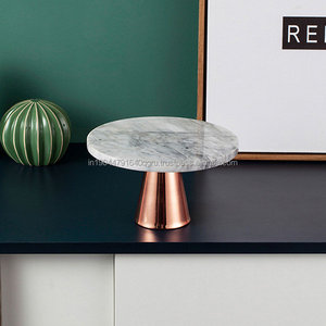 Best Handcrafted Large Brass Cake Stand with Black <b>Top</b> Marble and <b>Rose</b> Gold Finished Used for Party Wedding Table Decoration - Product Image 2