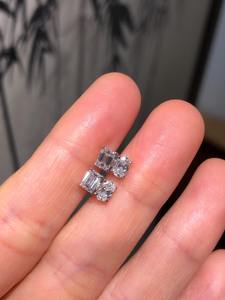 Emerald Round Brilliant Cut Lab Grown Diamond <b>Clip</b> <b>on</b> <b>Earrings</b> 14K White Gold 2ct Prong Set Minimalist Wedding Jewelry for Women - Product Image 3