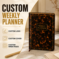 Agenda hebdomadaire LABON personnalisé en écaille de tortue, couverture rigide dorée, journal de luxe, bords dorés, coffret cadeau, papeterie professionnelle