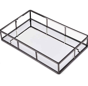 ถาดตกแต่งกระจกเหล็กสีทองสไตล์ยุโรป ของตกแต่งทรงกลมโลหะหรูหรา - Product Image 3