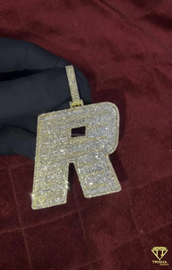 จี้รูปตัว "R" ชุบทองประดับเพชร สร้อยคอหรูหรา สไตล์ฮิปฮอป เครื่องประดับแฟชั่น - Product Image 1