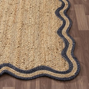 Tapis rond en jute fait main, style bohème, tissage plat, couleur naturelle, décoration de salon - Product Image 6
