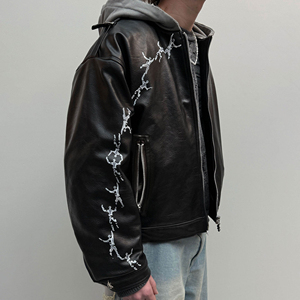 Men's Genuine Leather Hoodie <b>Jacket</b> Soft Hooded Pullover Windproof Oversized Winter Streetwear Outerwear OEM ODM Manufacturer - Product Image 2