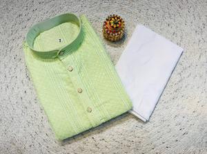 Conjunto de Kurta y Pijama Tradicional para Hombre en Rayón Pesado con Parte Inferior de Algodón – Colección Kanji - Product Image 3