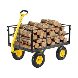 Carrello da Giardino in Acciaio da 635 kg, Carro Utilitario 2-in-1 per Esterni in Metallo, Rimorchio Trainabile per Giardino con 13 Ruote - Product Image 1