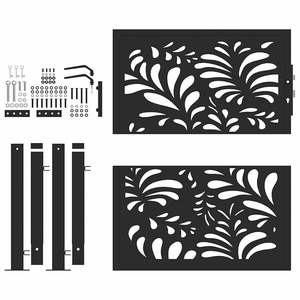 Puerta de Jardín de Acero Negro con Diseño de Ondas, 39.4x39.4 Pulgadas, Categoría de Productos de Cercas y Portones - Product Image 4