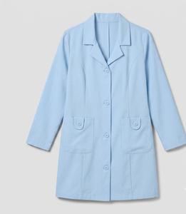 Bata de Laboratorio Unisex Azul Claro Personalizable con Certificación ISO, Uniforme de Hospital de Algodón y Poliéster Tejido, Manga Larga con Bolsillos y Cierre de Aguja - Product Image 1