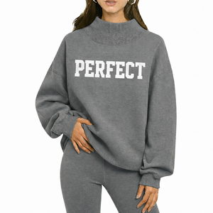Sweat-shirt à col montant pour femme, coupe oversize tendance, pull d'hiver en tissu doux, haut décontracté, col montant, OEM ODM disponible - Product Image 1